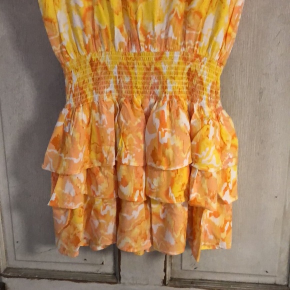 TART elastic waist V neck sunshine color mini dress Size M sleeveless - Picture 9 of 11